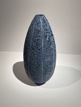 Conical Textured Blue Vessel 