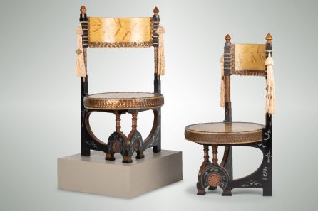 Pair of Rare Circular Throne Chairs 