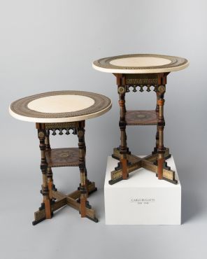 Pair of rare Circular Walnut Tables
