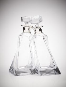 Pair of Silver and Glass, Romeo and Juliet Decanters